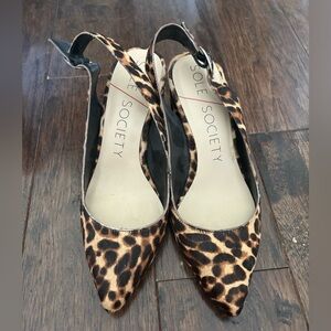 Sole society pony hair leopard print slingbacks